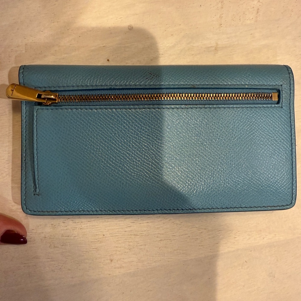 Salvatore Ferragamo Blue and Gold Leather Wallet - Picture 5 of 6